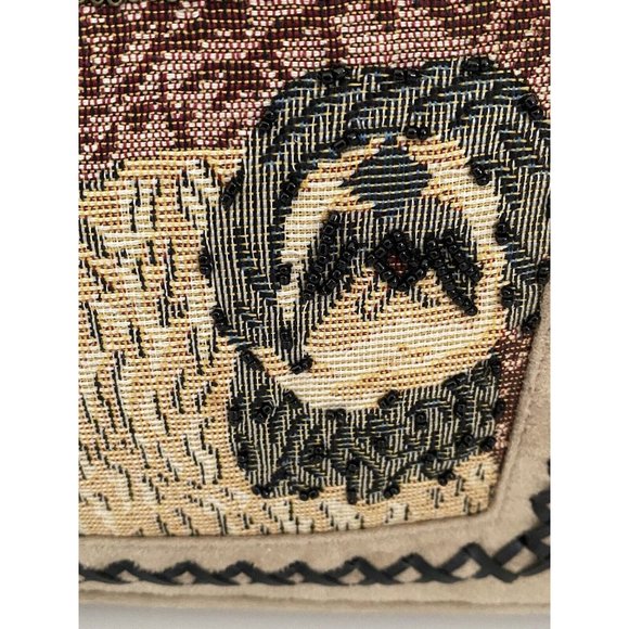 Dalmatian Shih Tzu Dog Beaded Tapestry Faux Velour Handbag Bag Wood Stud Handles - Picture 3 of 16